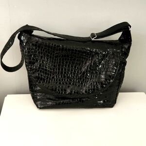 Timi & Leslie Baby Bag, Black Patent, 'crocodile'